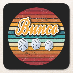 Retro-Spielnacht-Würfel-Bunco Rechteckiger Pappuntersetzer