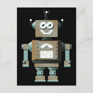 Retro-Spielzeug-Roboter-Postkarte (dk) Postkarte