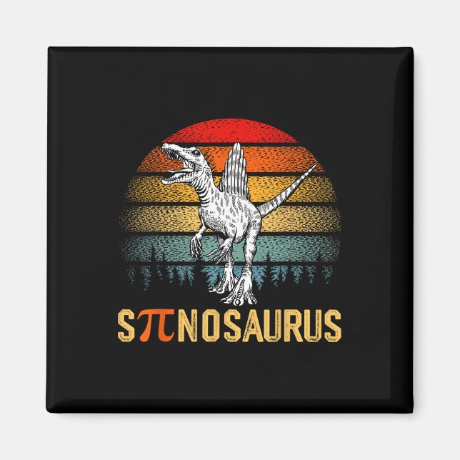 Retro Spinosaurus Happy Pi Day Magnet (Vorne)