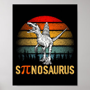 Retro Spinosaurus Happy Pi Day Poster