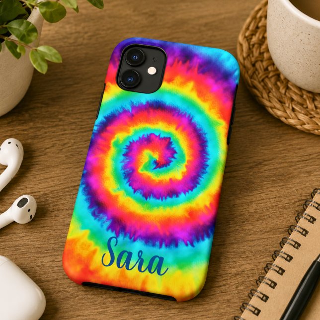 Retro Spiral Rainbow Gefärbte Krawatte Case-Mate iPhone Hülle (Von Creator hochgeladen)