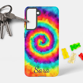 Retro Spiral Rainbow Gefärbte Krawatte Signature Samsung Galaxy Hülle