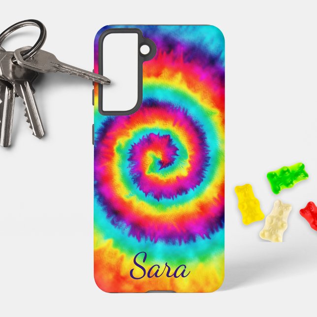 Retro Spiral Rainbow Gefärbte Krawatte Signature Samsung Galaxy Hülle (Von Creator hochgeladen)