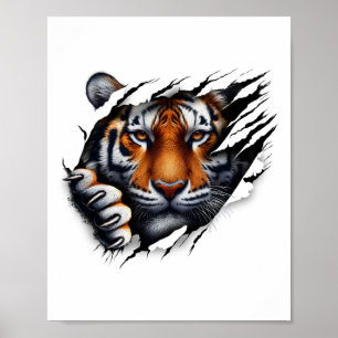 Retro-Spirit-Tiger-Gesicht-Shirt-Design Fußll Tige Poster