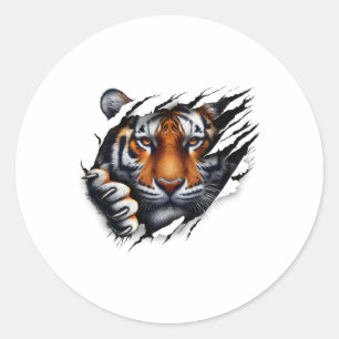 Retro-Spirit-Tiger-Gesicht-Shirt-Design Fußll Tige Runder Aufkleber