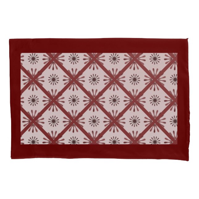 Retro Spiro Burst Geometric Muster Maroon Kissenbezug (Vorderseite-Links)