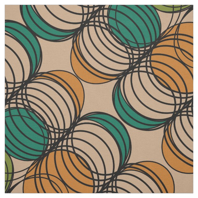 Retro Spiro-Graphen Kreise Abstrakt Gemustert Stoff (Muster)