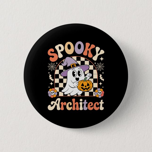Retro Spooky Architectural Pum Button (Vorderseite)