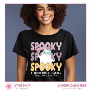 Retro Spooky Ghost Kindergarten Lehrerin Halloween T-Shirt