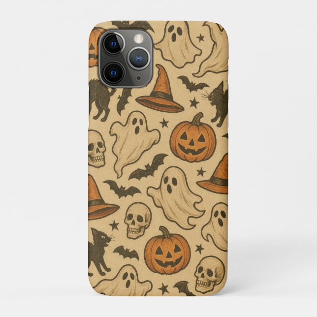Retro Spooky Icons auf Cream Background Case-Mate iPhone Hülle (Rückseite)