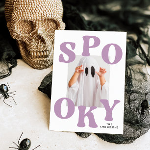 Retro Spooky Lila Typografie Foto Halloween Feiertagskarte