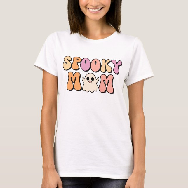 Retro Spooky Mama passt zur Familie T-Shirt (Vorderseite)