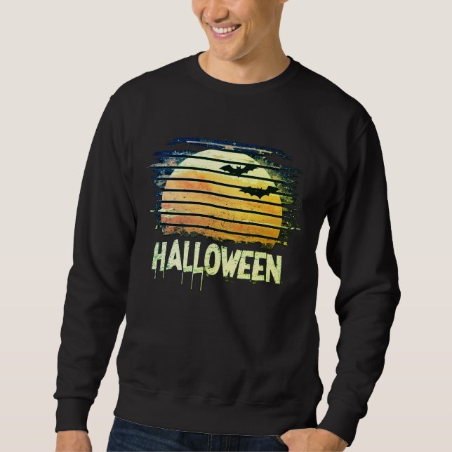 Retro Spooky Moon Halloween Sweatshirt (Vorderseite)