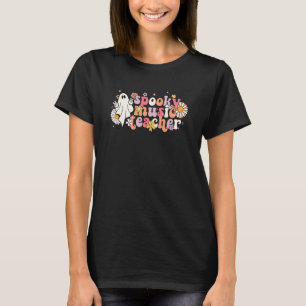 Retro Spooky Music Teacher Floral Ghost School Hal T-Shirt