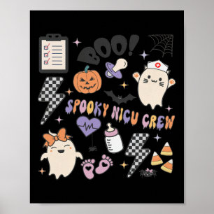 Retro Spooky Nicu Nurse Halloween Niedlich Pumpkin Poster