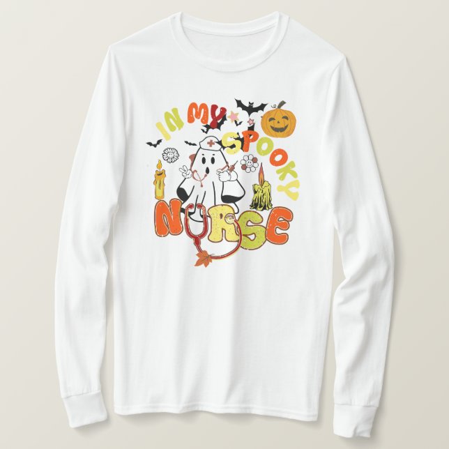 Retro Spooky Nurse Halloween Vintage Krankenschwes T-Shirt (Design vorne)