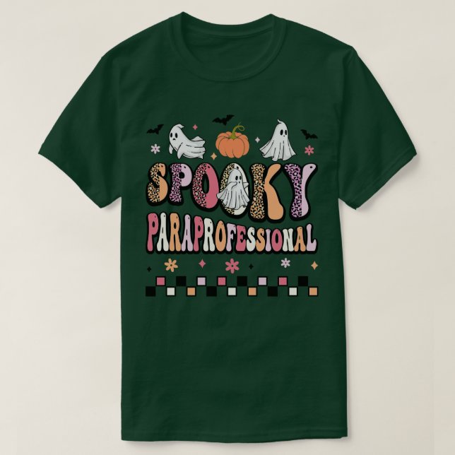 Retro Spooky Paraprofessional Niedlich Ghost Teach T-Shirt (Design vorne)