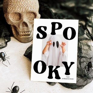 Retro Spooky Schwarz-Weiß-Foto Halloween Feiertagskarte