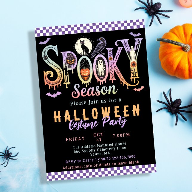 Retro Spooky Season Pastell Halloween Kostüm Party Einladung (Von Creator hochgeladen)
