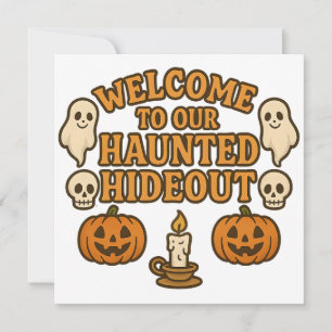 Retro Spooky Spuk Ghosts Hideout Niedliches Hallow Einladung