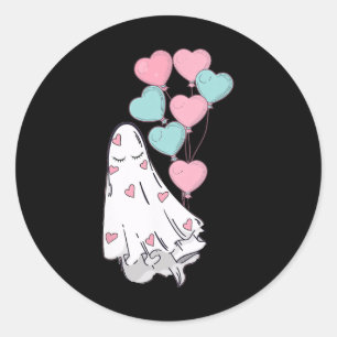 Retro Spooky Valentine Ghost Couple Valentinstag Runder Aufkleber