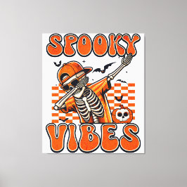Retro Spooky Vibes Dabbing Skeleton Halloween Leinwanddruck
