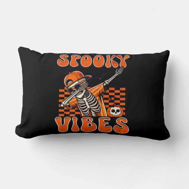 Retro Spooky Vibes Dabbing Skeleton Halloween Lendenkissen (Vorderseite)