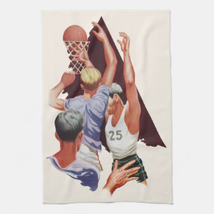 Retro-Sport, Basketballspieler in einem Spiel Geschirrtuch