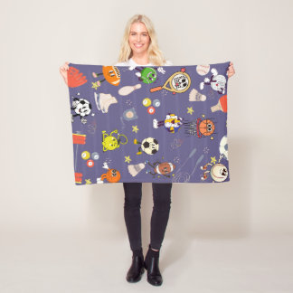 Retro Sport Squad: Vintage Cartoon Athletics Fleecedecke