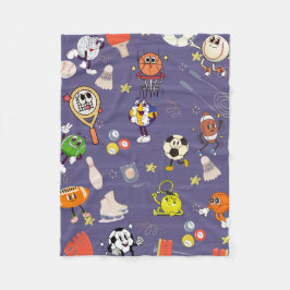 Retro Sport Squad: Vintage Cartoon Athletics Fleecedecke