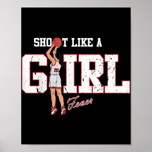 Retro Sport Zitat schießt wie ein Girl Basketball  Poster (Vorne)