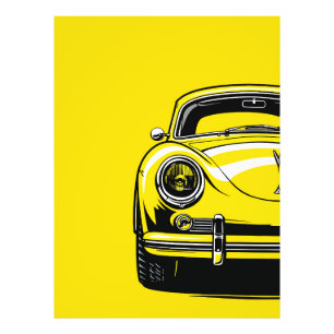 Retro-Sportwagen Front Pop-Art Gelbe Illustration Fotodruck