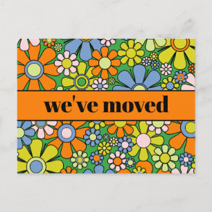 Retro Spring Floral neue Adresse / Wir sind umgezo Postkarte