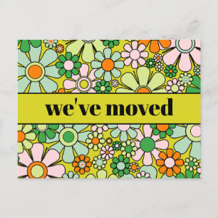 Retro Spring Floral neue Adresse / Wir sind umgezo Postkarte
