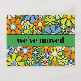 Retro Spring Floral neue Adresse / Wir sind umgezo Postkarte