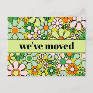 Retro Spring Floral neue Adresse / Wir sind umgezo Postkarte