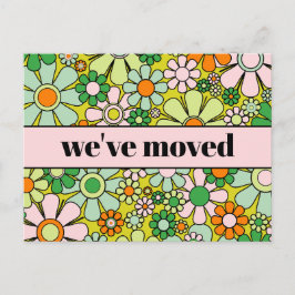 Retro Spring Floral neue Adresse / Wir sind umgezo Postkarte