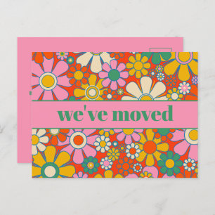 Retro Spring Floral neue Adresse / Wir sind umgezo Postkarte