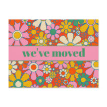 Retro Spring Floral neue Adresse / Wir sind umgezo