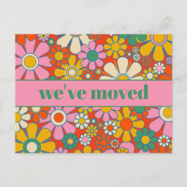 Retro Spring Floral neue Adresse / Wir sind umgezo Postkarte