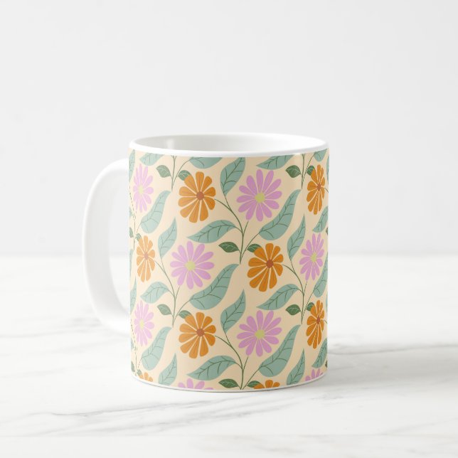 Retro spring flowers kaffeetasse (Vorderseite Links)