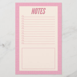 Retro Spring Hand Drawn Pink and White Grid Notes Briefpapier