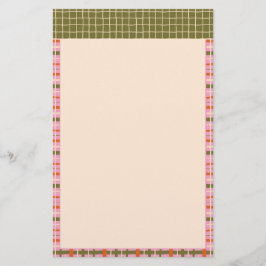Retro Spring Hand Drawn Plaid and Grid Vertical Briefpapier