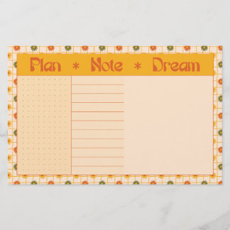 Retro Spring Hand Drawn Plan and Dream Floral Grid Briefpapier
