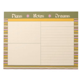 Retro Spring Hand Drawn Striped Plan and Dream Notizblock