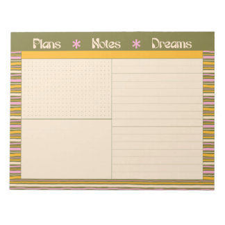 Retro Spring Hand Drawn Striped Plan and Dream Notizblock