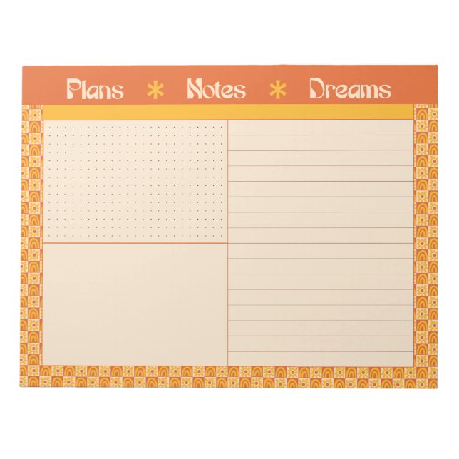 Retro Spring Hand Drawn Sunshine Plan and Dream Notizblock (Vorderseite)
