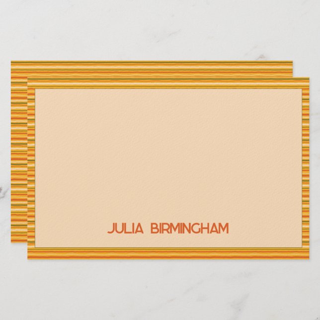 Retro Spring Hand Drawn Sunshine Striped  Briefpapier (Vorne/Hinten)