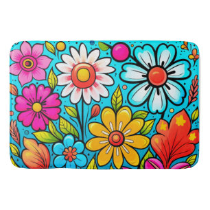 Retro Spring Hippie Blume Power Badematte