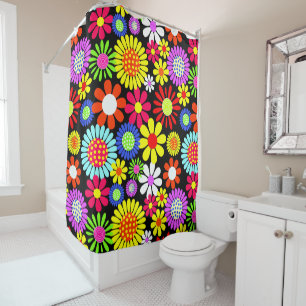 Retro Spring Hippie Blume Power Duschvorhang
